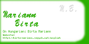 mariann birta business card
